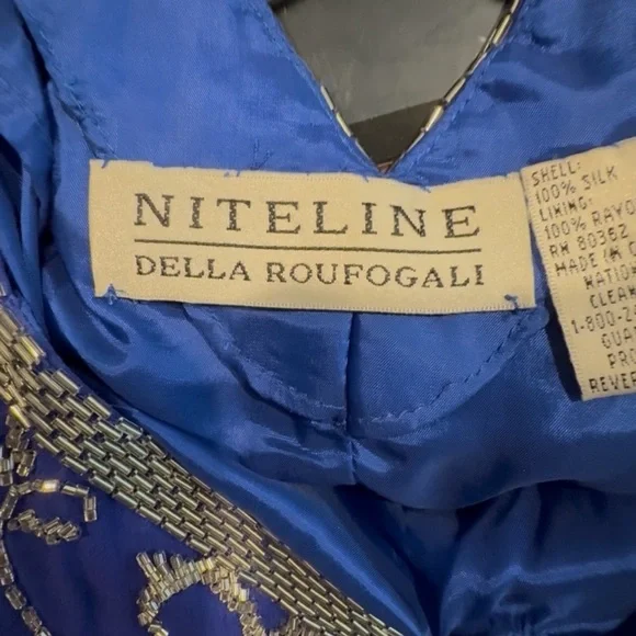 Niteline 100% Silk 1980’s Blue Beaded Dress - Picture 16 of 16